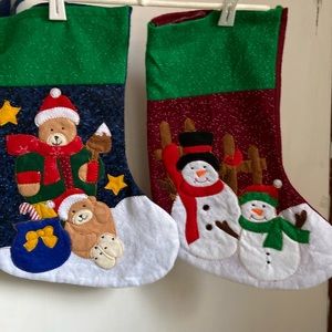 Christmas stockings 16” x 11” at toe with cute snowmen & bears designs